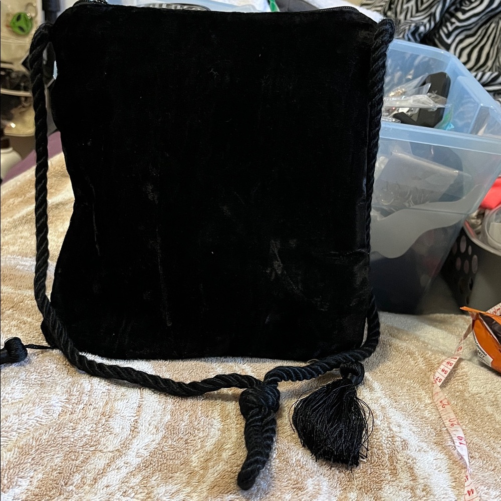 Velvet Elegant Black Crossbody Bag